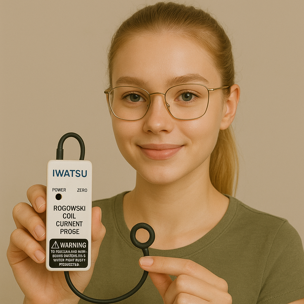 IWATSU® Rogowski Current Probe banner with girl