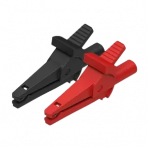 Set 2 safety alligator clips small red and black