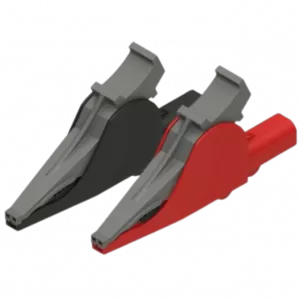 Set 2 safety alligatorclips big red and black